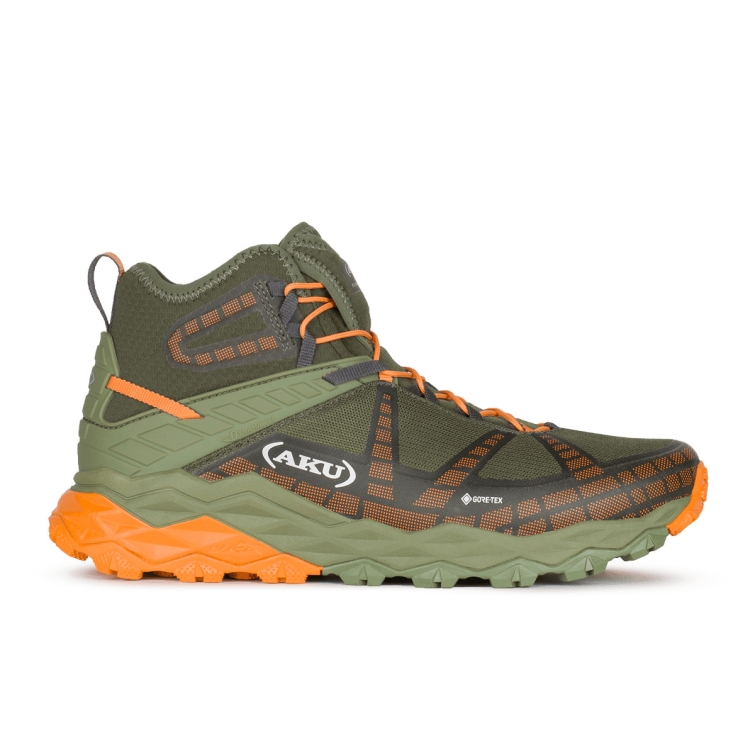 Кроссовки треккинговые AKU Flyrock Mid GTX цвет Military Green / Orange фото 4