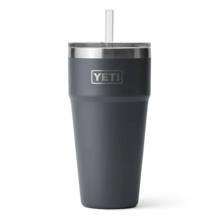 Термокружка YETI Rambler Straw Cap 760 цв. Charcoal фото 1