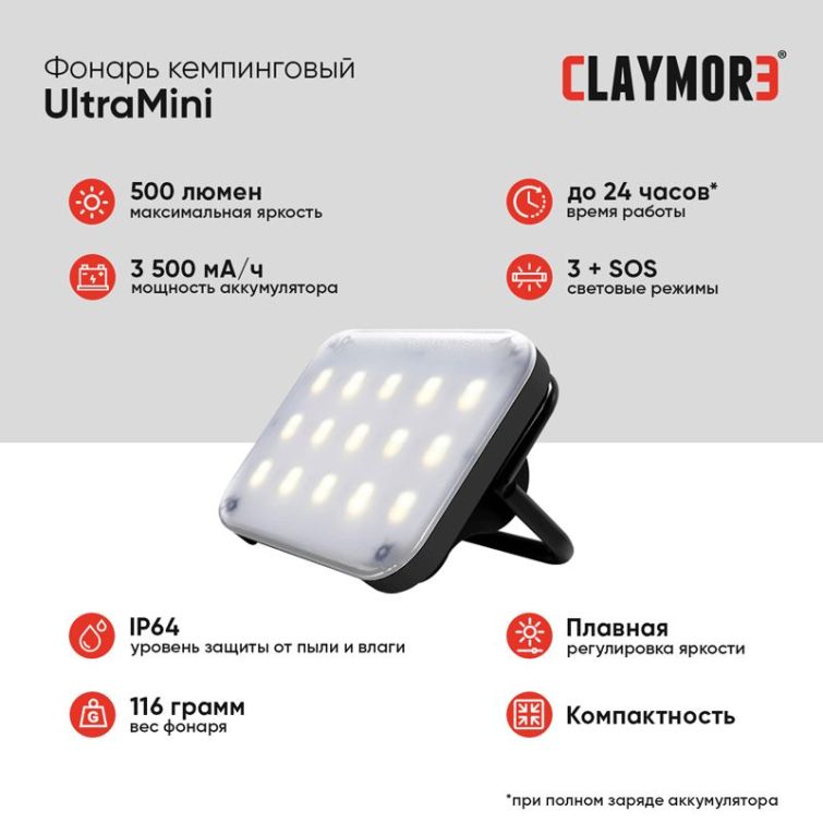 Фонарь кемпинговый CLAYMORE UltraMini цв. Black фото 3